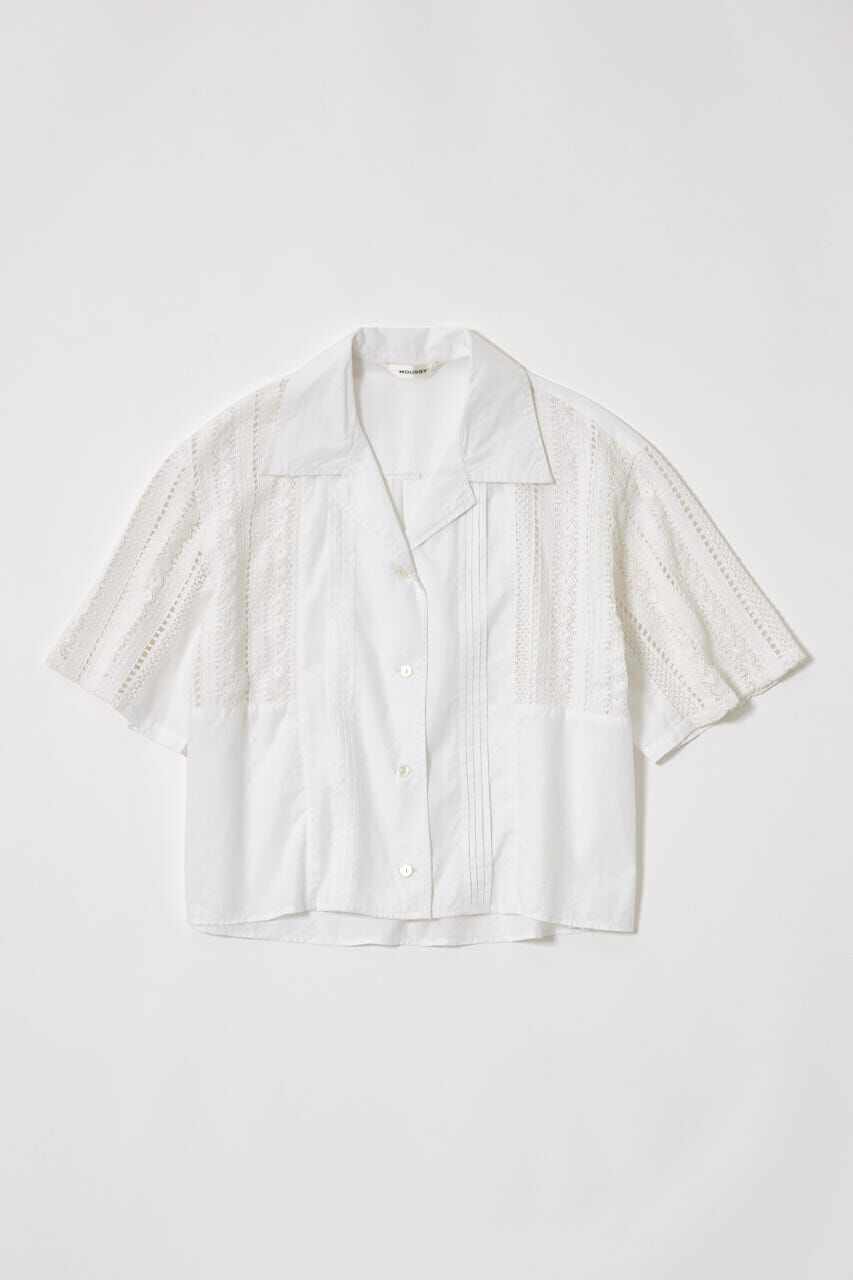 MOUSSY「LACE OPEN COLLAR シャツ」|シャツ・ブラウス|