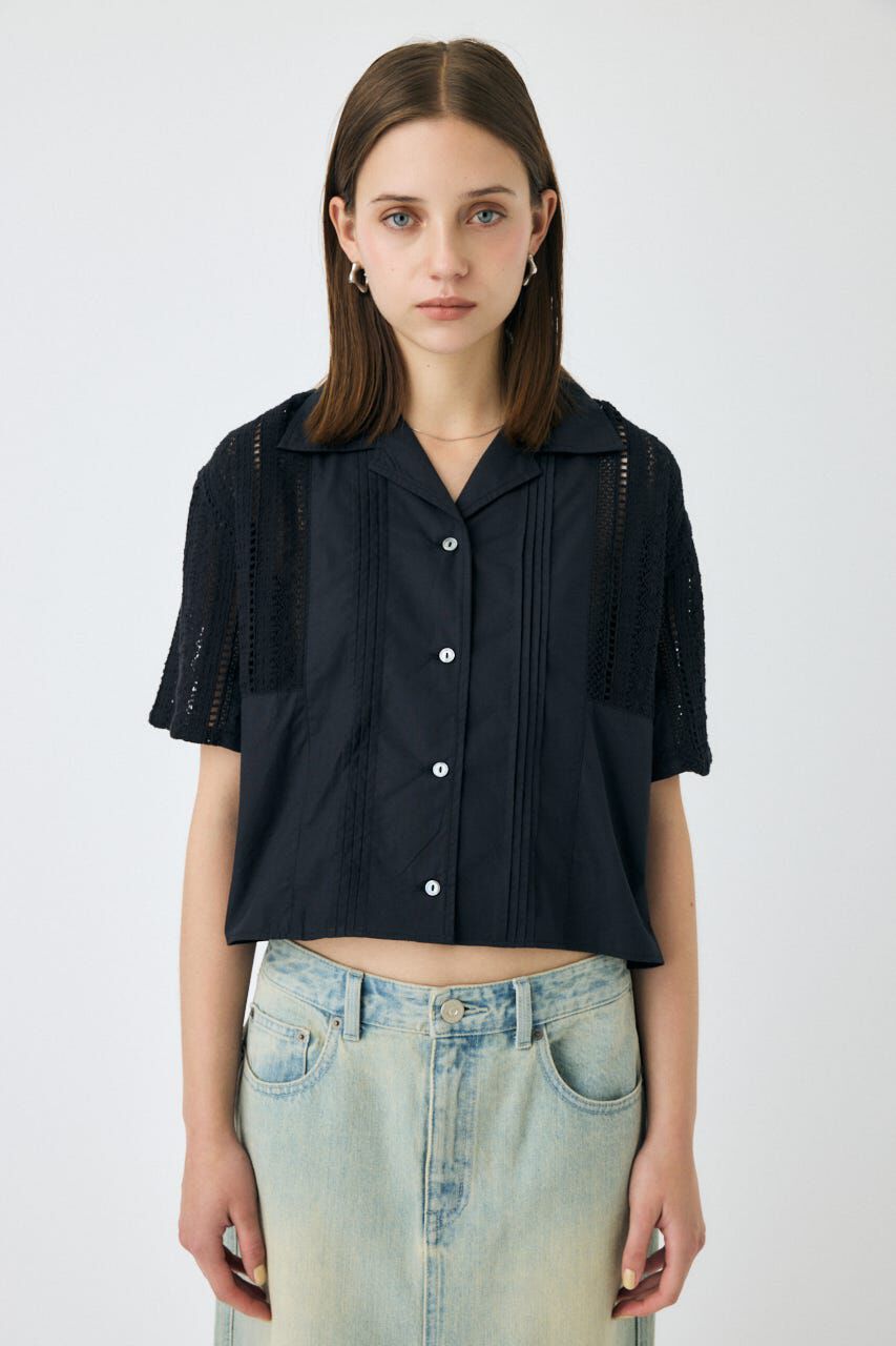 MOUSSY「LACE OPEN COLLAR シャツ」|シャツ・ブラウス|