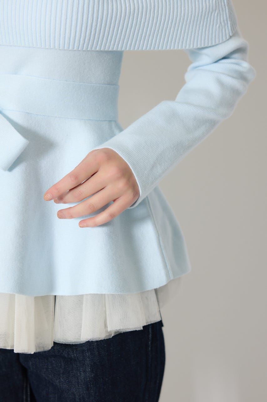 rienda「チュールレイヤードペプラムニットトップス」|ニット・セーター|