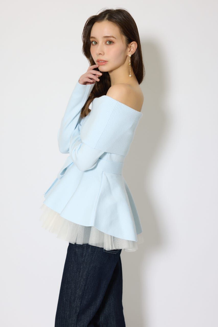 rienda「チュールレイヤードペプラムニットトップス」|ニット・セーター|