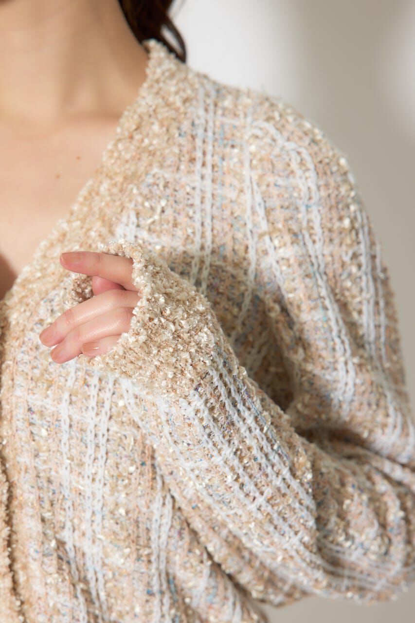 rienda「ツイードニットカーディガントップス」|ニット・セーター|