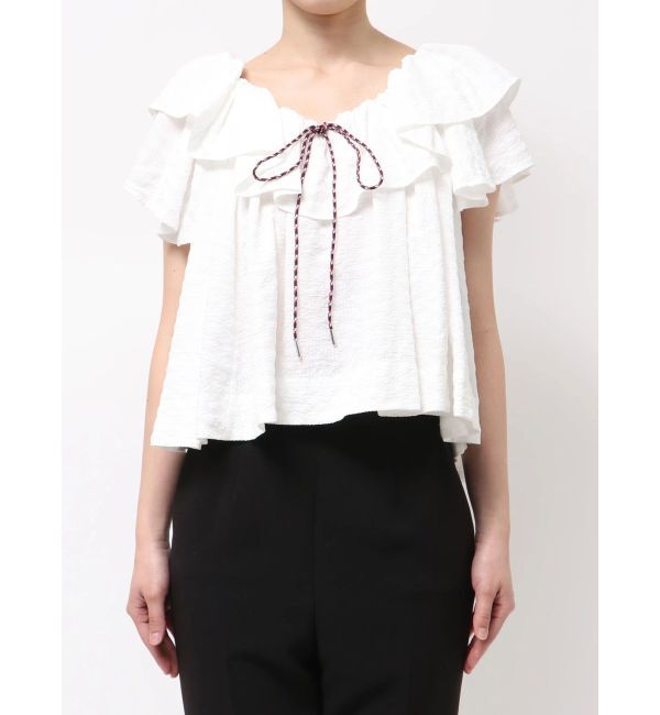 LAGUNAMOON「【FILA別注】フリルオフショルブラウス」|シャツ・ブラウス|