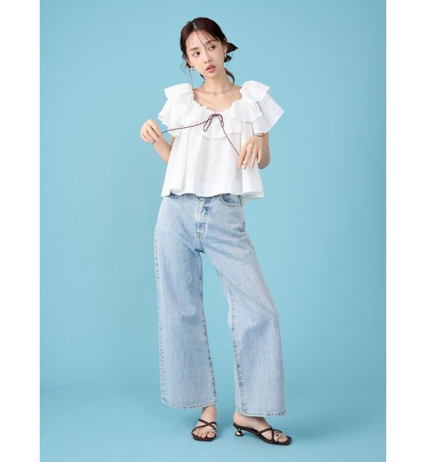 LAGUNAMOON「【FILA別注】フリルオフショルブラウス」|シャツ・ブラウス|