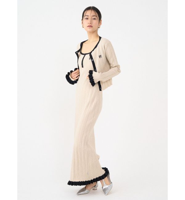 LAGUNAMOON「【FILA別注】ドライタッチバイカラーフリルデザインニットカーディガン」|カーディガン|