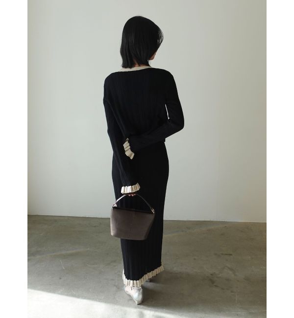 LAGUNAMOON「【FILA別注】ドライタッチバイカラーフリルデザインニットカーディガン」|カーディガン|