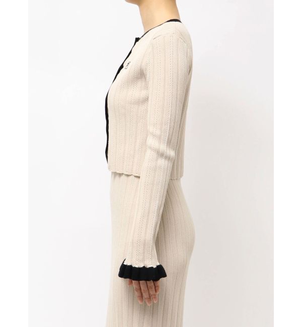 LAGUNAMOON「【FILA別注】ドライタッチバイカラーフリルデザインニットカーディガン」|カーディガン|