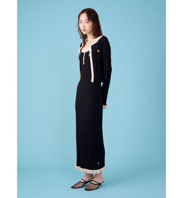 LAGUNAMOON「【FILA別注】ドライタッチバイカラーフリルデザインニットカーディガン」|カーディガン|