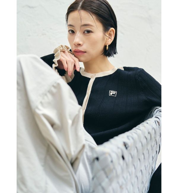 LAGUNAMOON「【FILA別注】ドライタッチバイカラーフリルデザインニットカーディガン」|カーディガン|