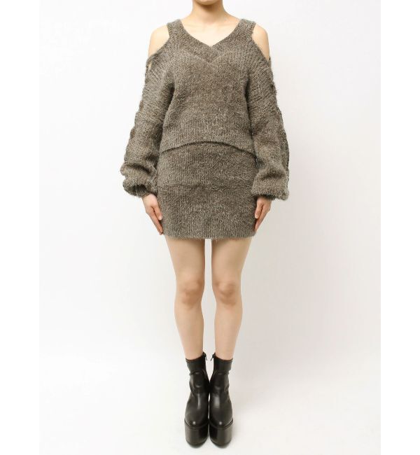 GYDA「レースアップシャギーニットトップス」|ニット・セーター|