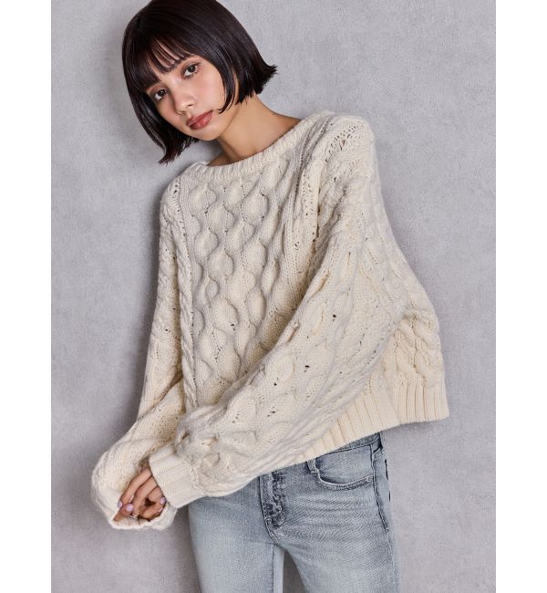 GYDA「ケーブルクルーネックニットトップス」|ニット・セーター|