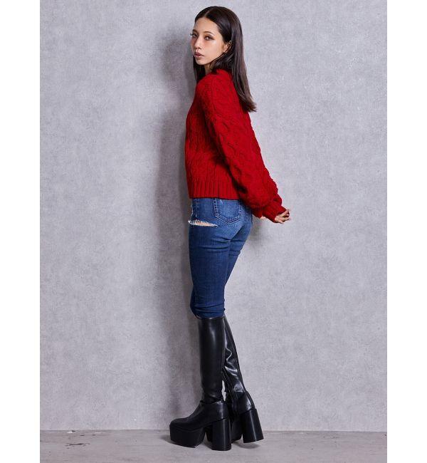 GYDA「ケーブルクルーネックニットトップス」|ニット・セーター|