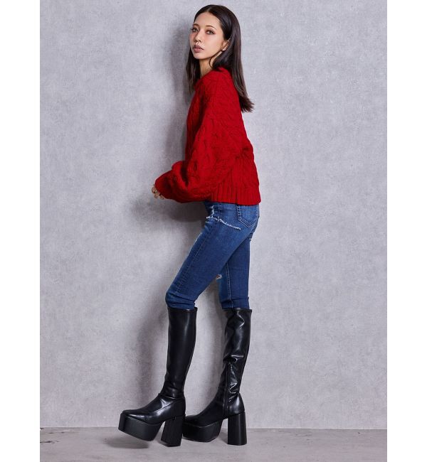 GYDA「ケーブルクルーネックニットトップス」|ニット・セーター|