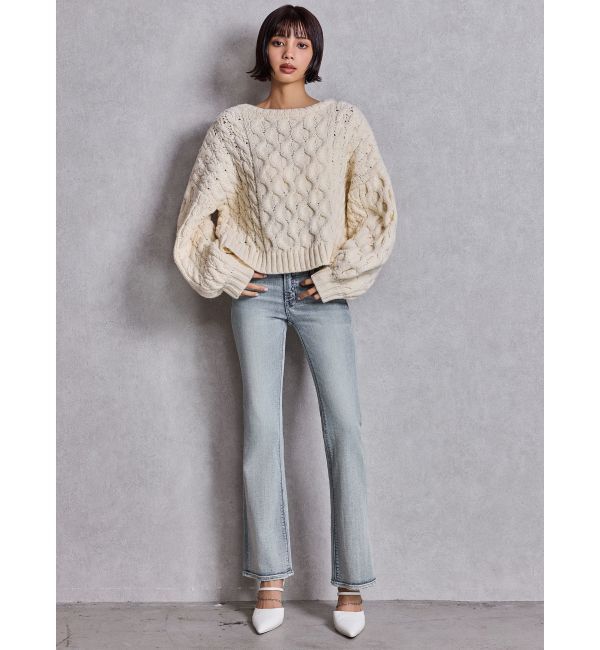GYDA「ケーブルクルーネックニットトップス」|ニット・セーター|
