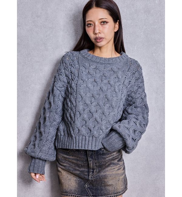 GYDA「ケーブルクルーネックニットトップス」|ニット・セーター|
