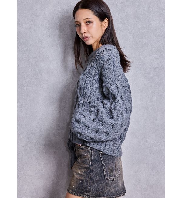 GYDA「ケーブルクルーネックニットトップス」|ニット・セーター|