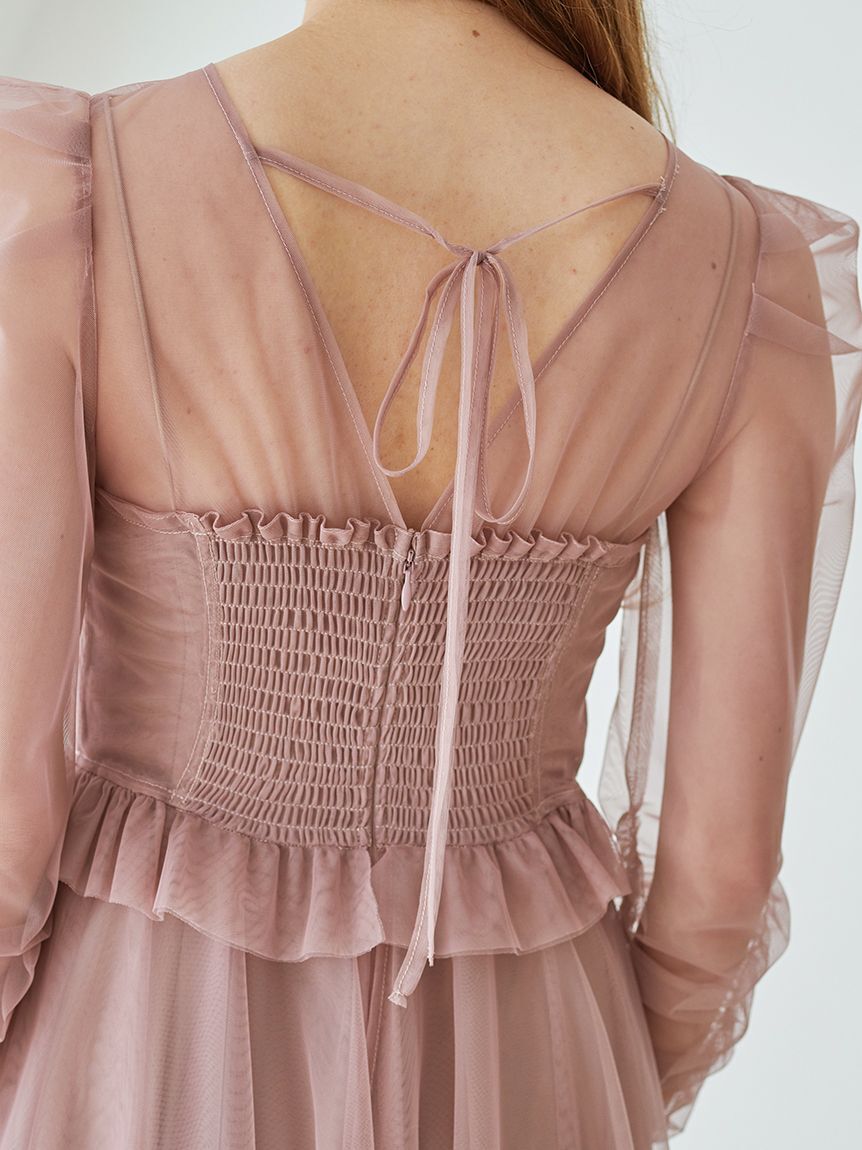 SNIDEL「Sustainableティアードチュールドレス」|ドレス|