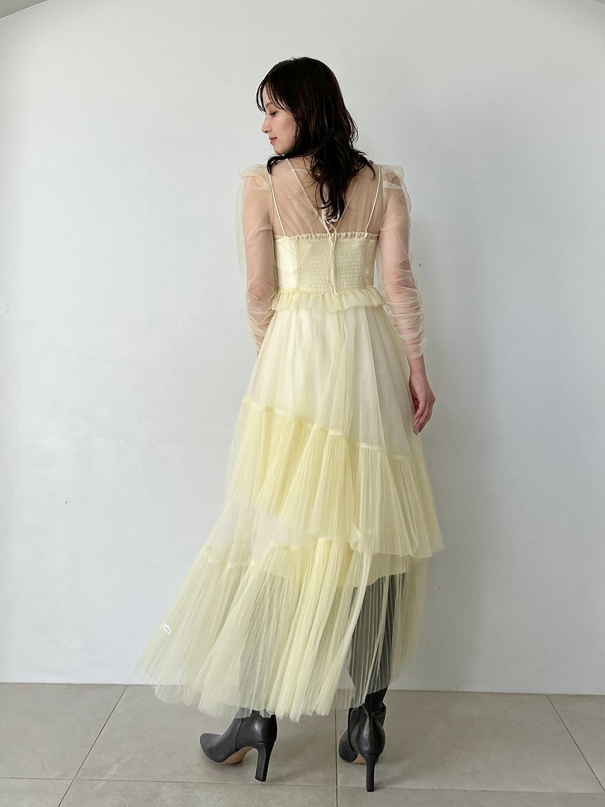 SNIDEL「Sustainableティアードチュールドレス」|ドレス|
