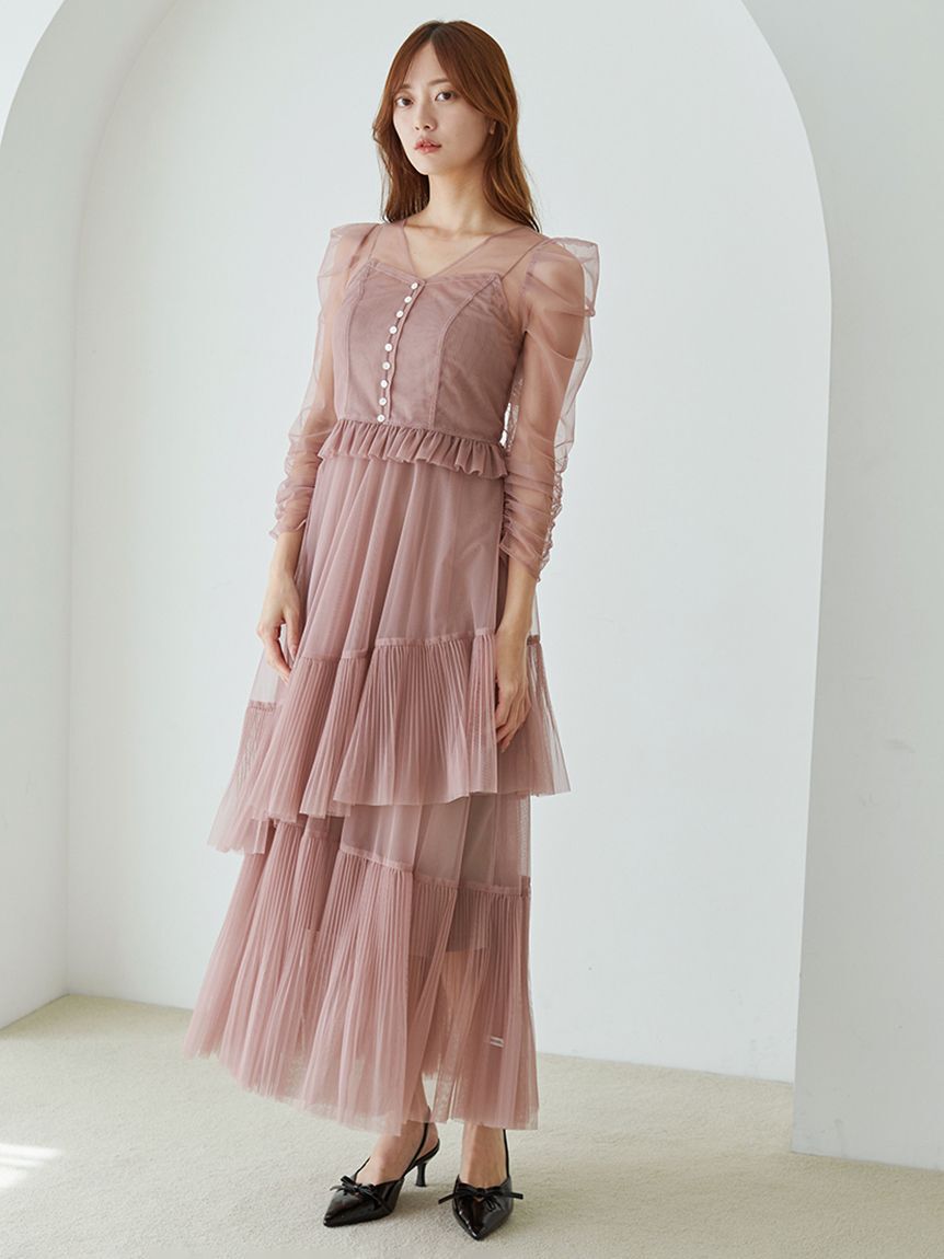SNIDEL「Sustainableティアードチュールドレス」|ドレス|PBEG