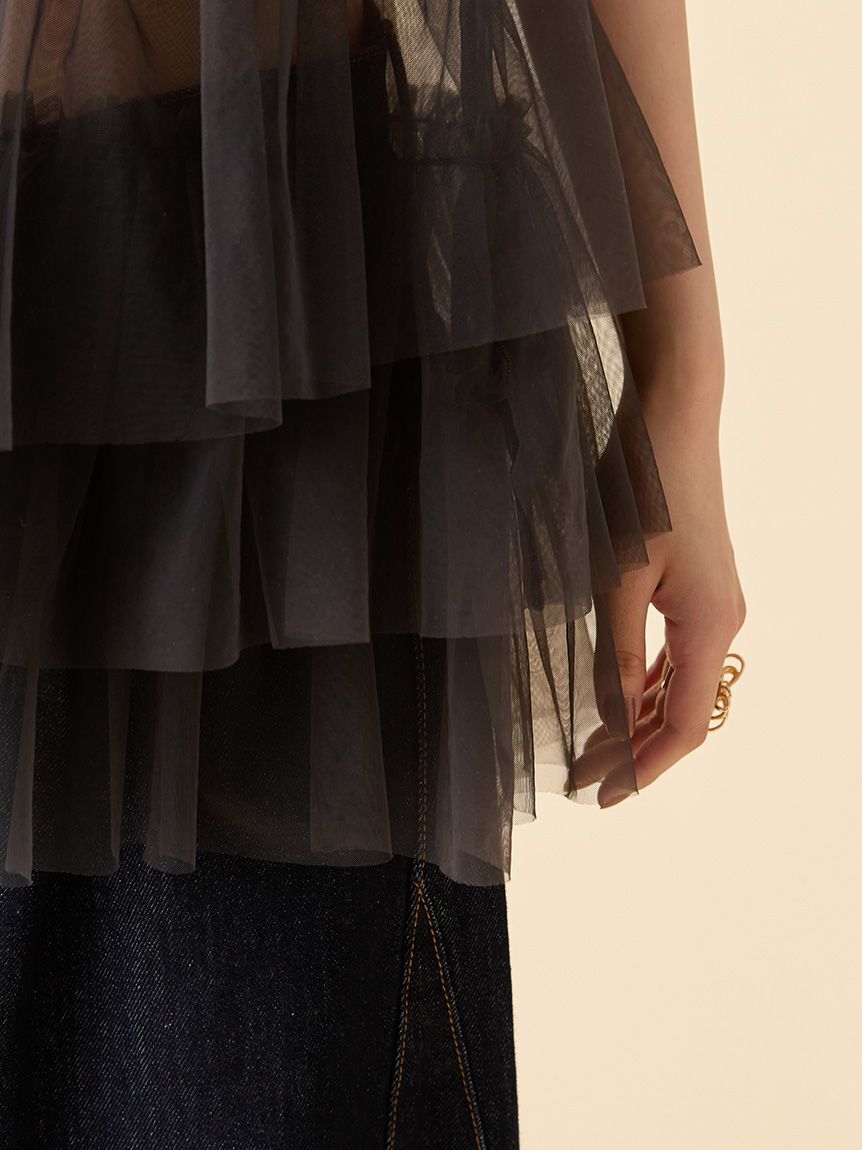 LILY BROWN Lingerie「【LILY BROWN Lingerie】カップ付フリルチュールキャミ」|キャミソール|