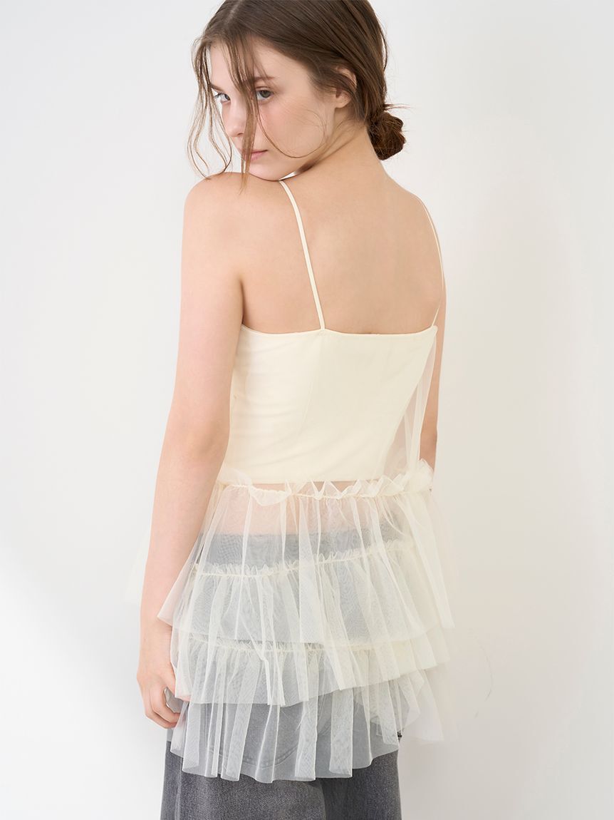 LILY BROWN Lingerie「【LILY BROWN Lingerie】カップ付フリルチュールキャミ」|キャミソール|