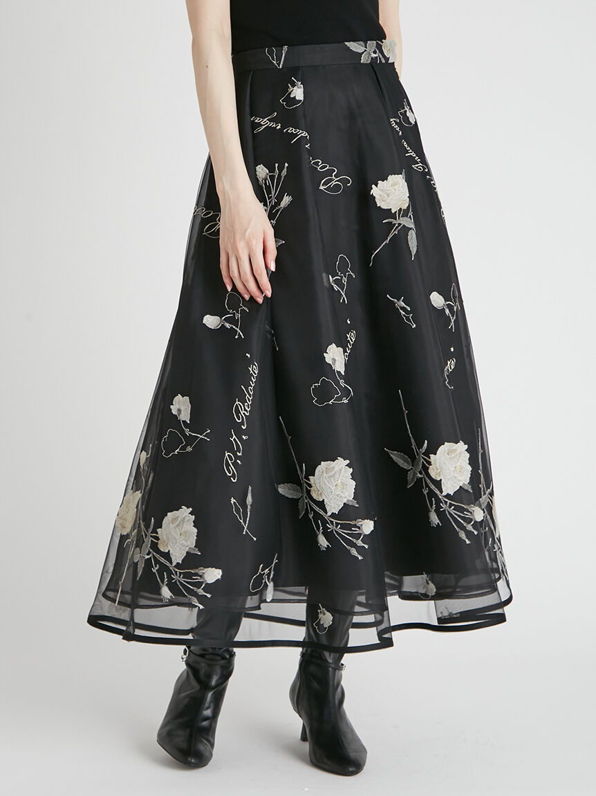 CELFORD「【CELFORD&times;P.J. REDOUTEコラボ】 Rosa刺繍チュールスカート」|スカート|