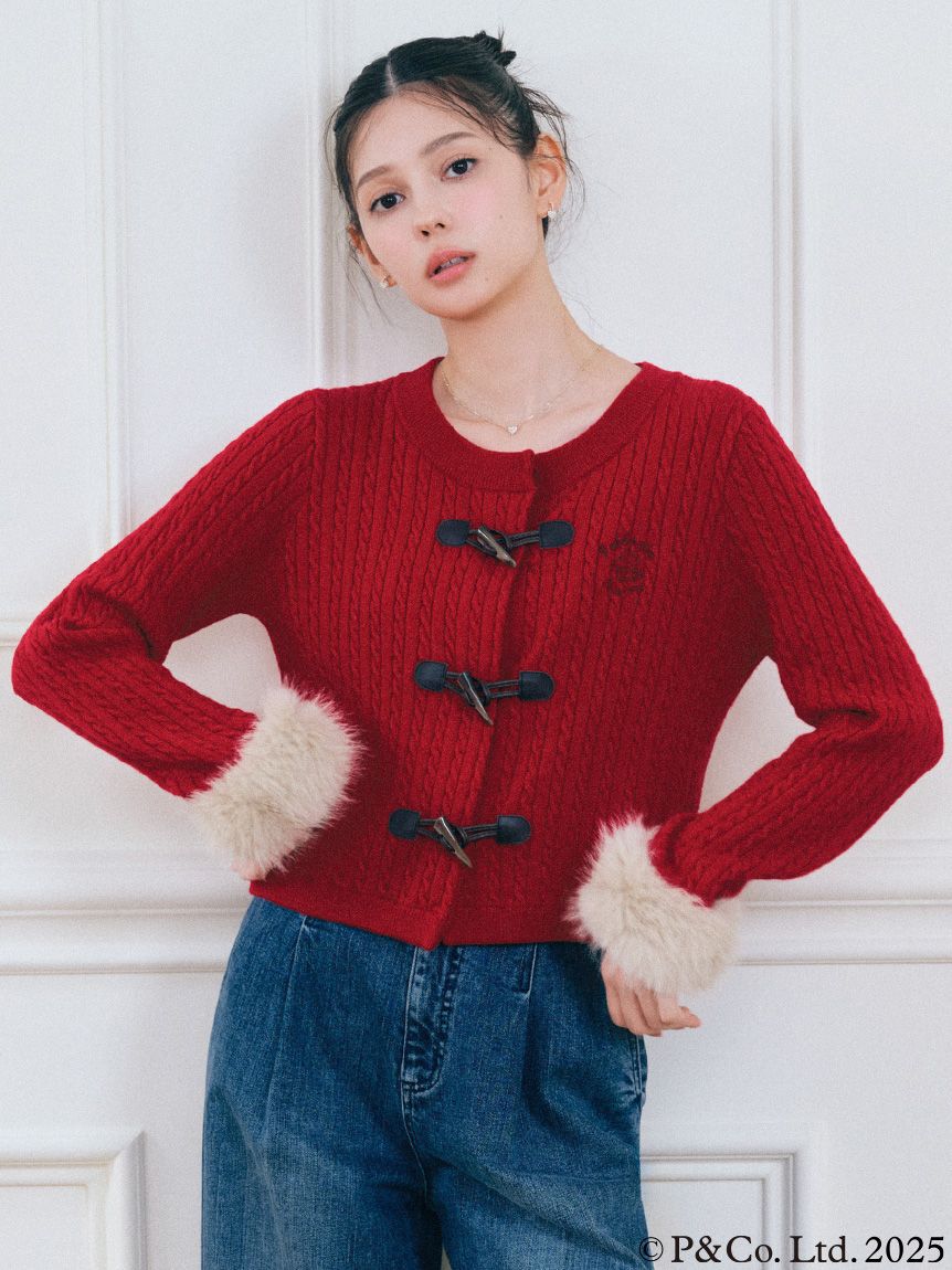 CELFORD「【パディントン(TM)&times;CELFORD】ケーブルカーディガン」|カーディガン|RED