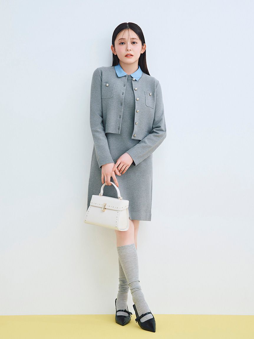 CELFORD「【セットアイテム】襟付きニットワンピースセット」|ワンピース|GRY