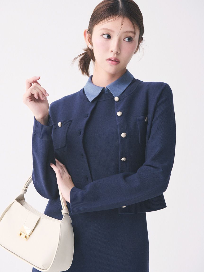 CELFORD「【セットアイテム】襟付きニットワンピースセット」|ワンピース|