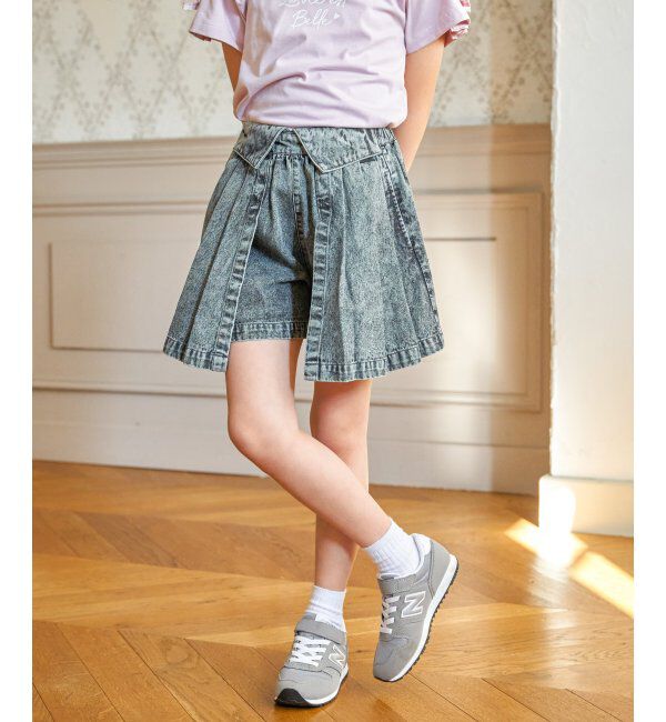 ikka kids「ＷＡＳＨデニムＷラップキュロット」|スカート|