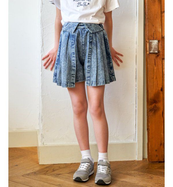 ikka kids「ＷＡＳＨデニムＷラップキュロット」|スカート|ブルー