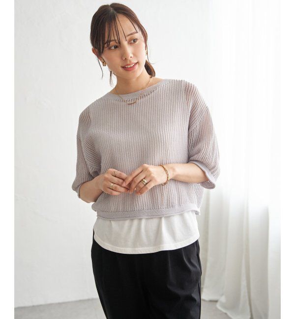 ikka「メッシュニットアンサンブル」|ニット・セーター|ベージュ