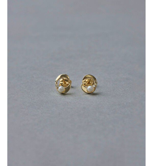 ete「K10YG パール/ダイヤモンド ピアス」|ピアス|イエローゴールド