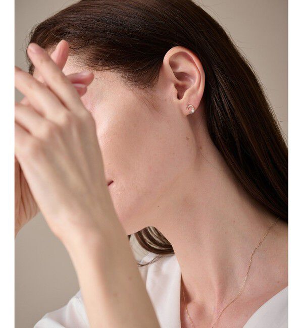 ete「K10YG パール/ダイヤモンド ピアス」|ピアス|