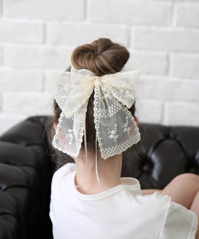 BACKYARD FAMILY「Rora シュシュ キッズ 通販 ミルククリーム 髪飾り お団子 ヘアゴム ポニーテール リボン」|その他|