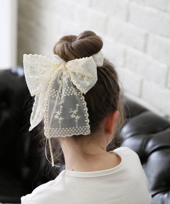 BACKYARD FAMILY「Rora シュシュ キッズ 通販 ミルククリーム 髪飾り お団子 ヘアゴム ポニーテール リボン」|その他|