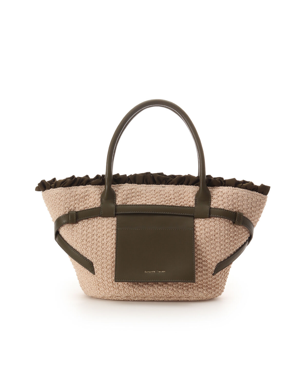 Samantha Thavasa「フロントポケットかごバッグ」|ハンドバッグ|カーキ
