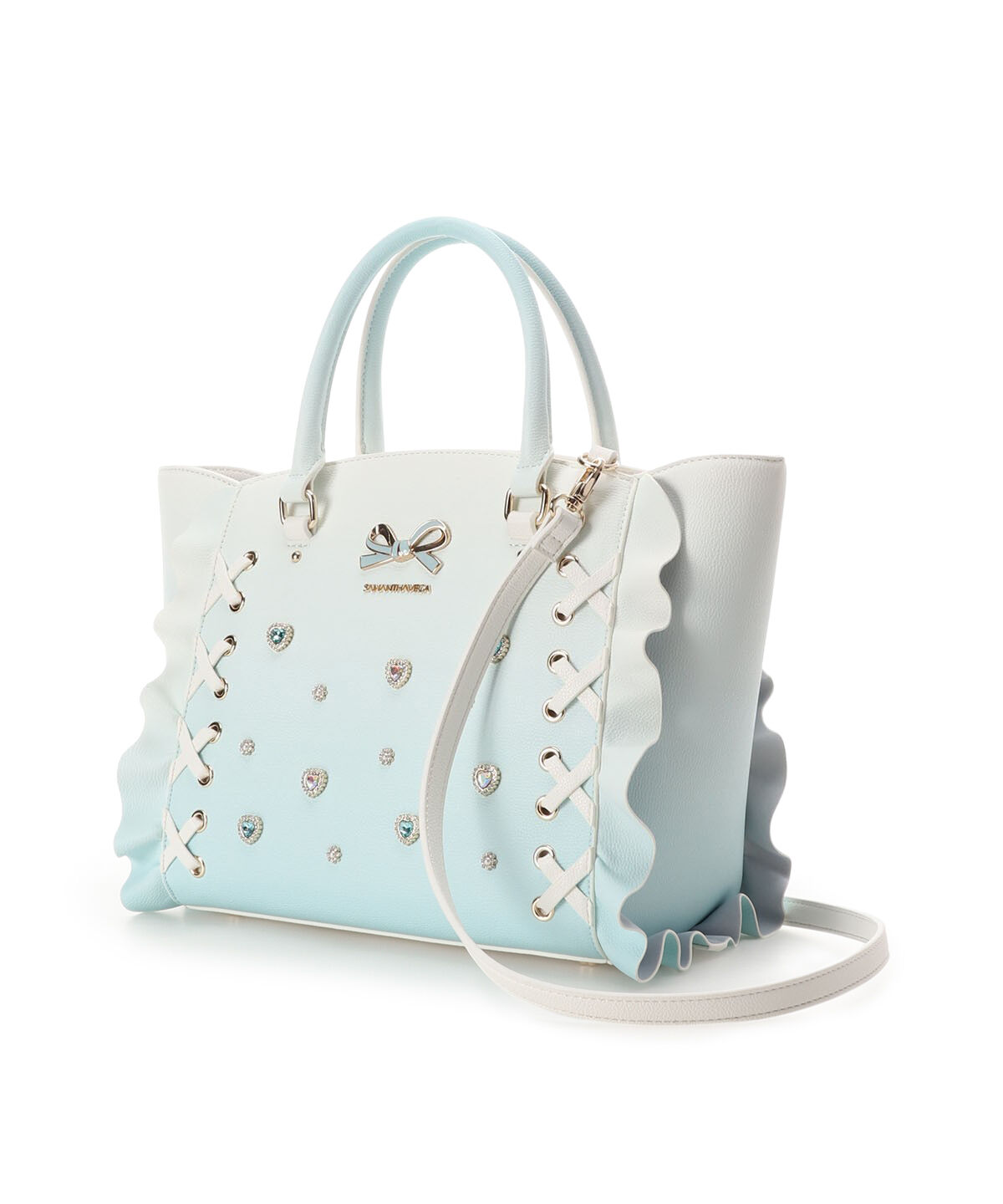 Samantha Vega「レースアップハートビジューグラデーションフラッター（小）」|ハンドバッグ|