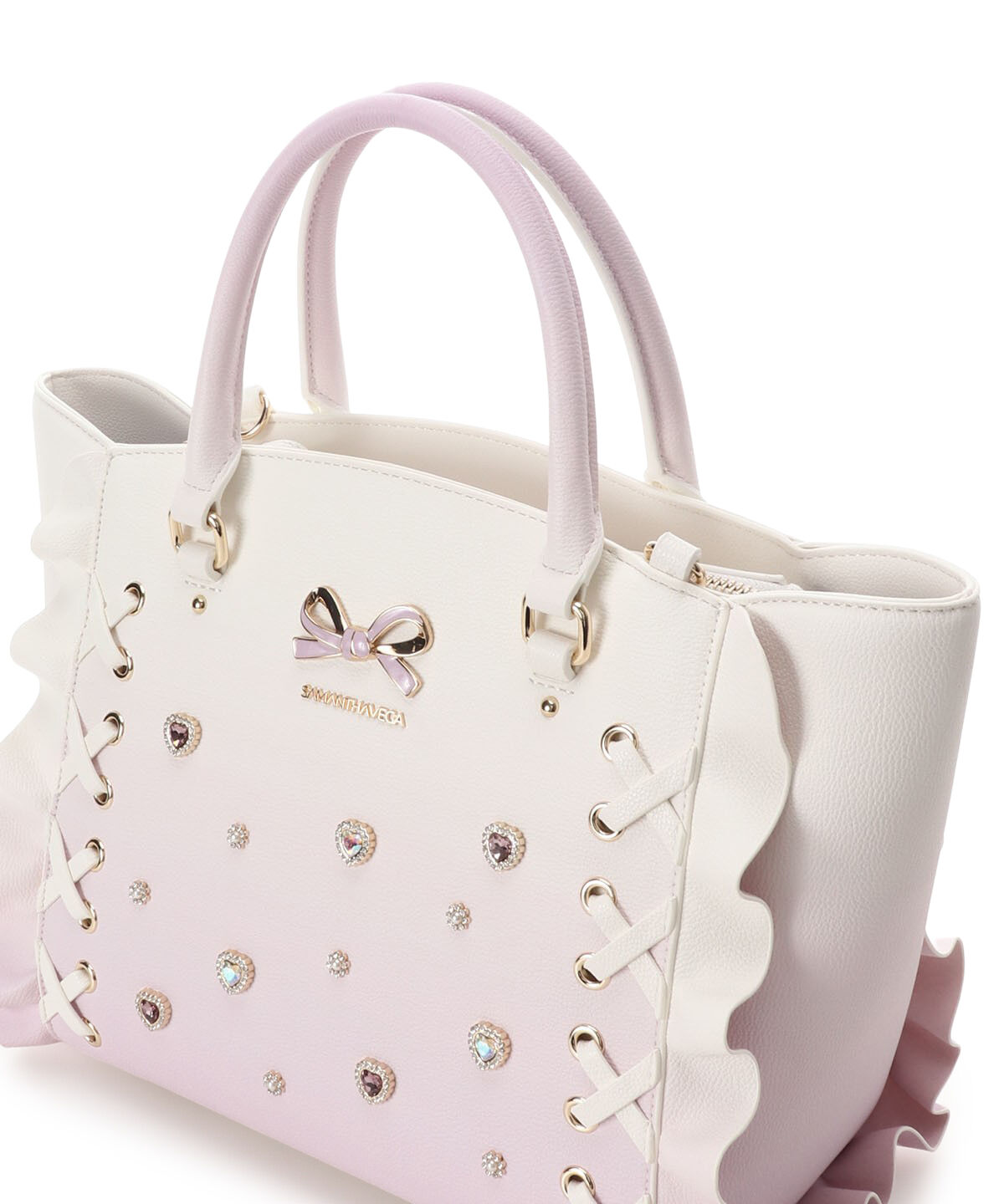 Samantha Vega「レースアップハートビジューグラデーションフラッター（小）」|ハンドバッグ|