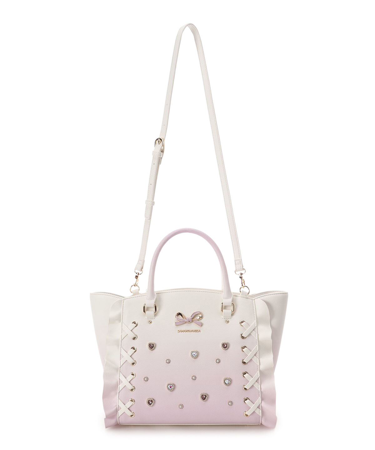 Samantha Vega「レースアップハートビジューグラデーションフラッター（小）」|ハンドバッグ|