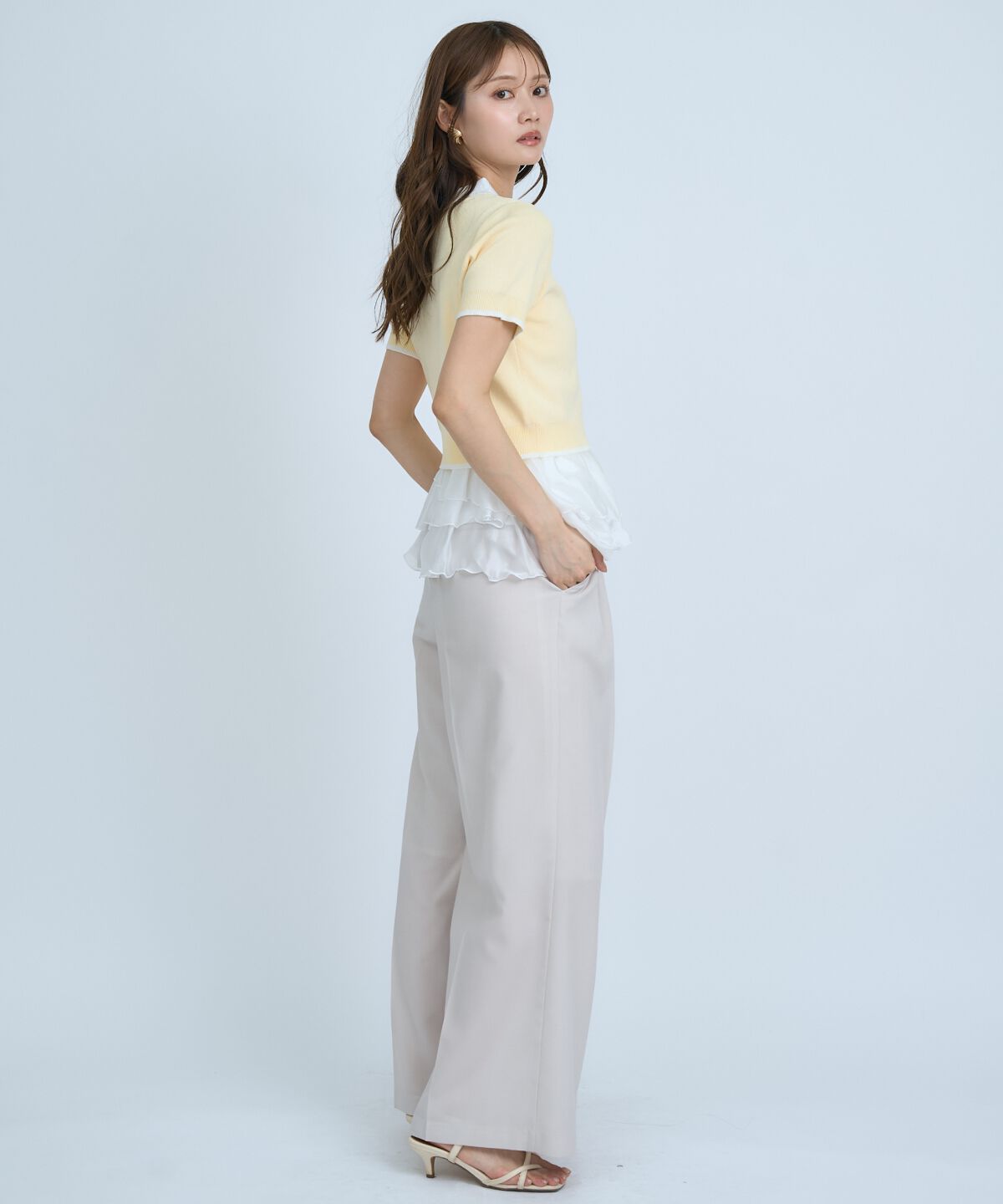 アンドクチュール「ポロニットプルオーバー&times;ペプラムキャミソール」|ニット・セーター|