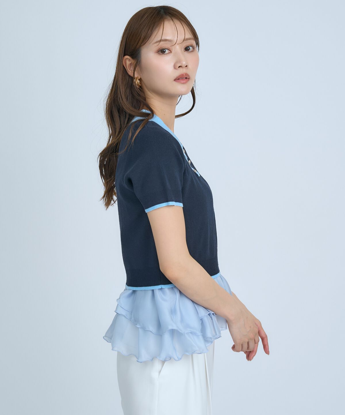 アンドクチュール「ポロニットプルオーバー&times;ペプラムキャミソール」|ニット・セーター|