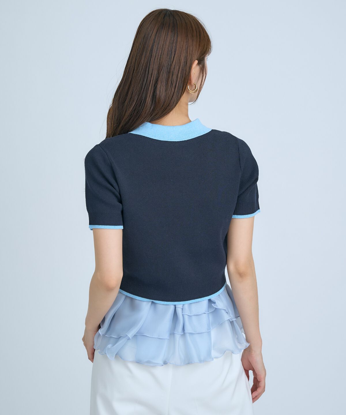 アンドクチュール「ポロニットプルオーバー&times;ペプラムキャミソール」|ニット・セーター|