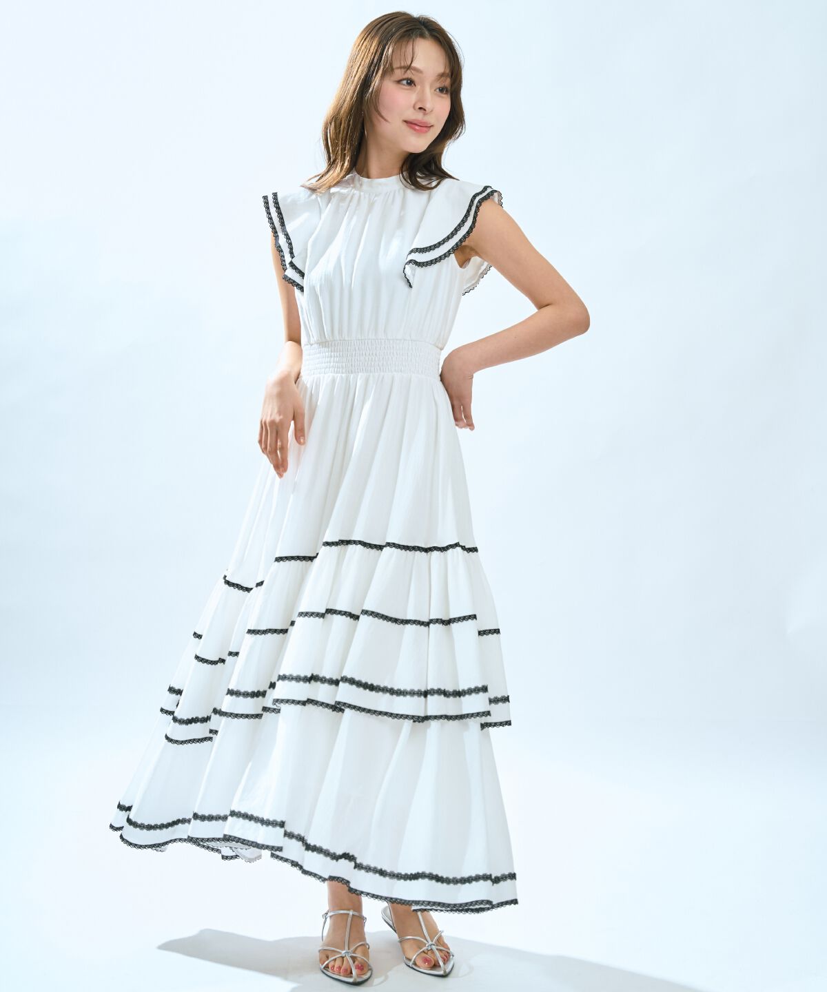 アンドクチュール「レーストリミングティアードワンピース」|ワンピース|