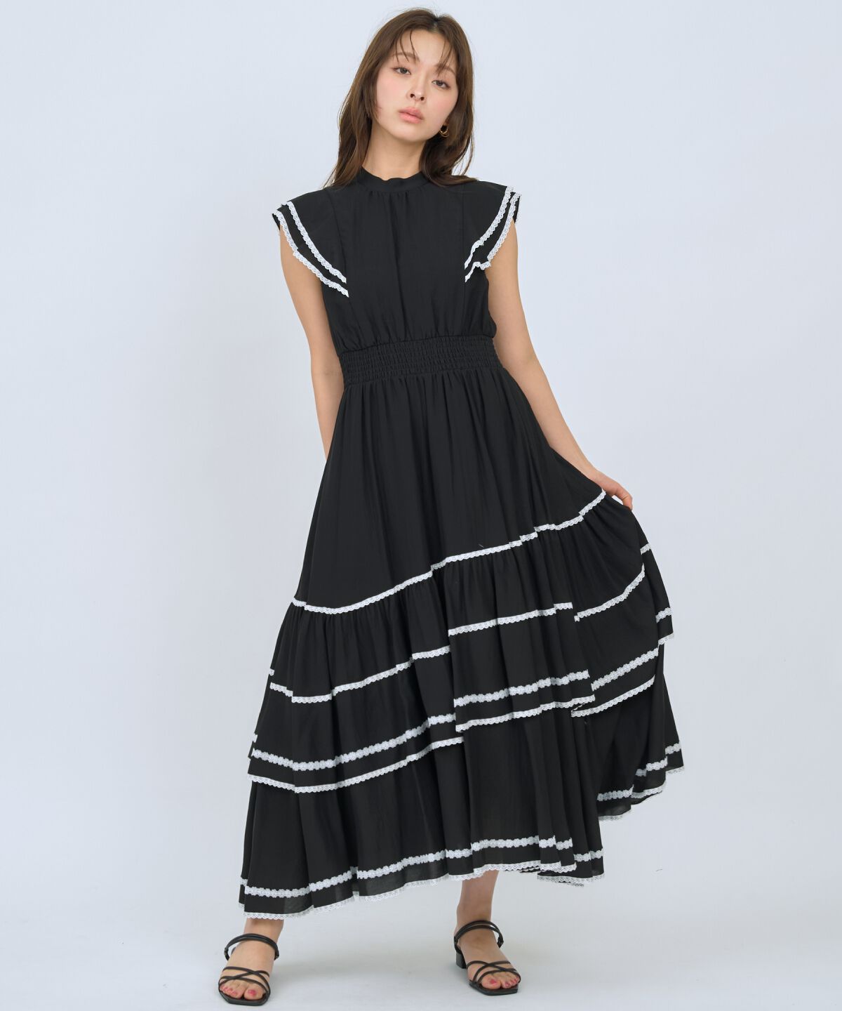 アンドクチュール「レーストリミングティアードワンピース」|ワンピース|