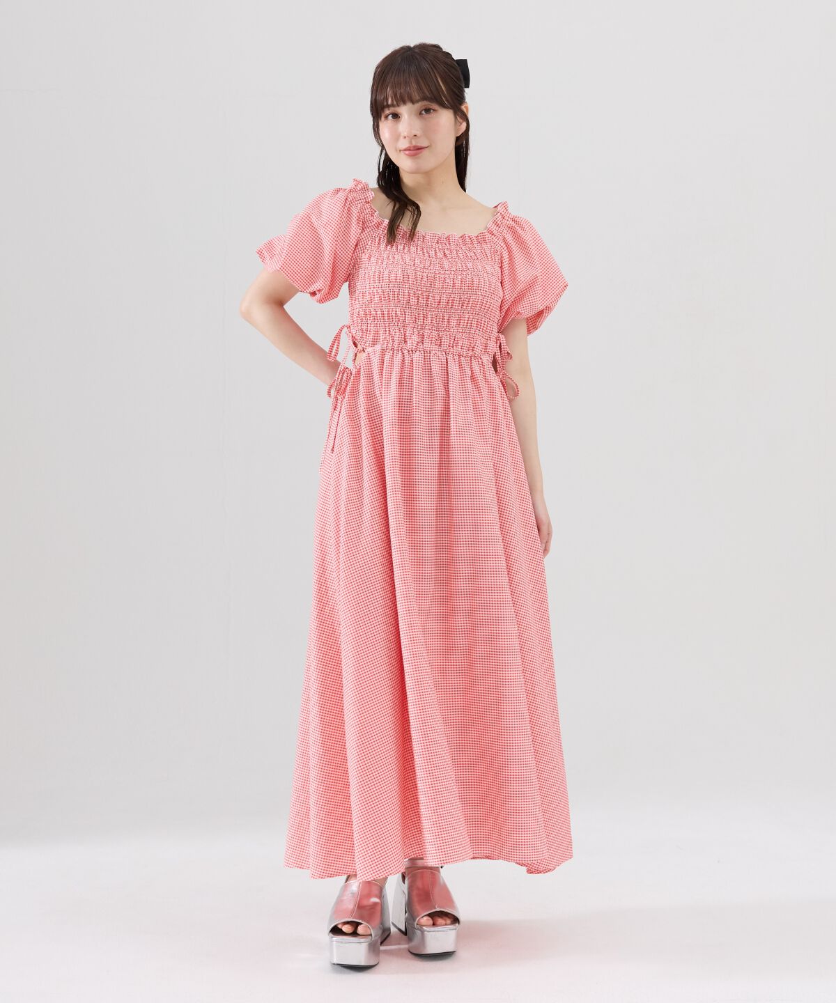 REDYAZEL「シャーリングギンガムチェックワンピース」|ワンピース|