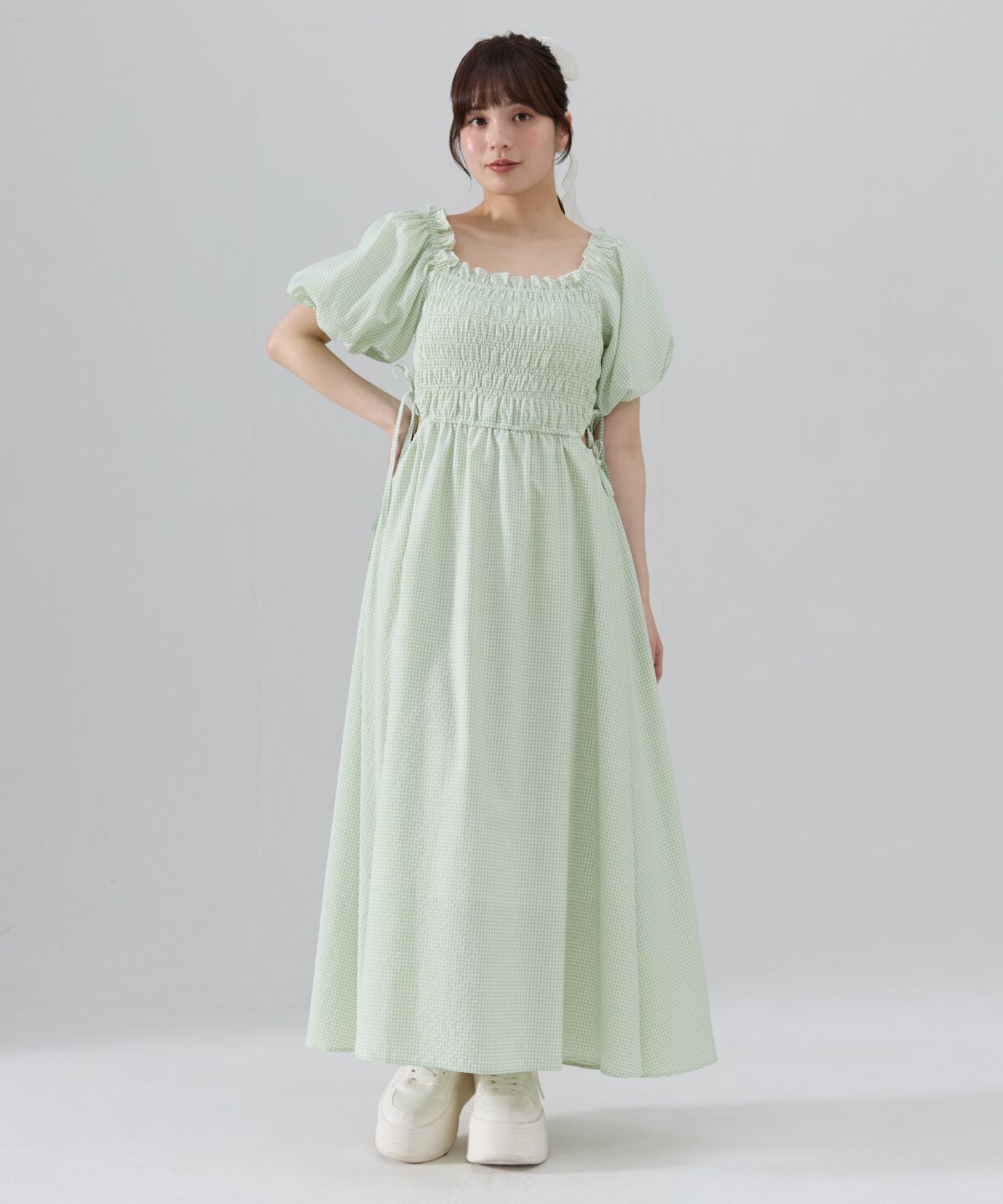 REDYAZEL「シャーリングギンガムチェックワンピース」|ワンピース|