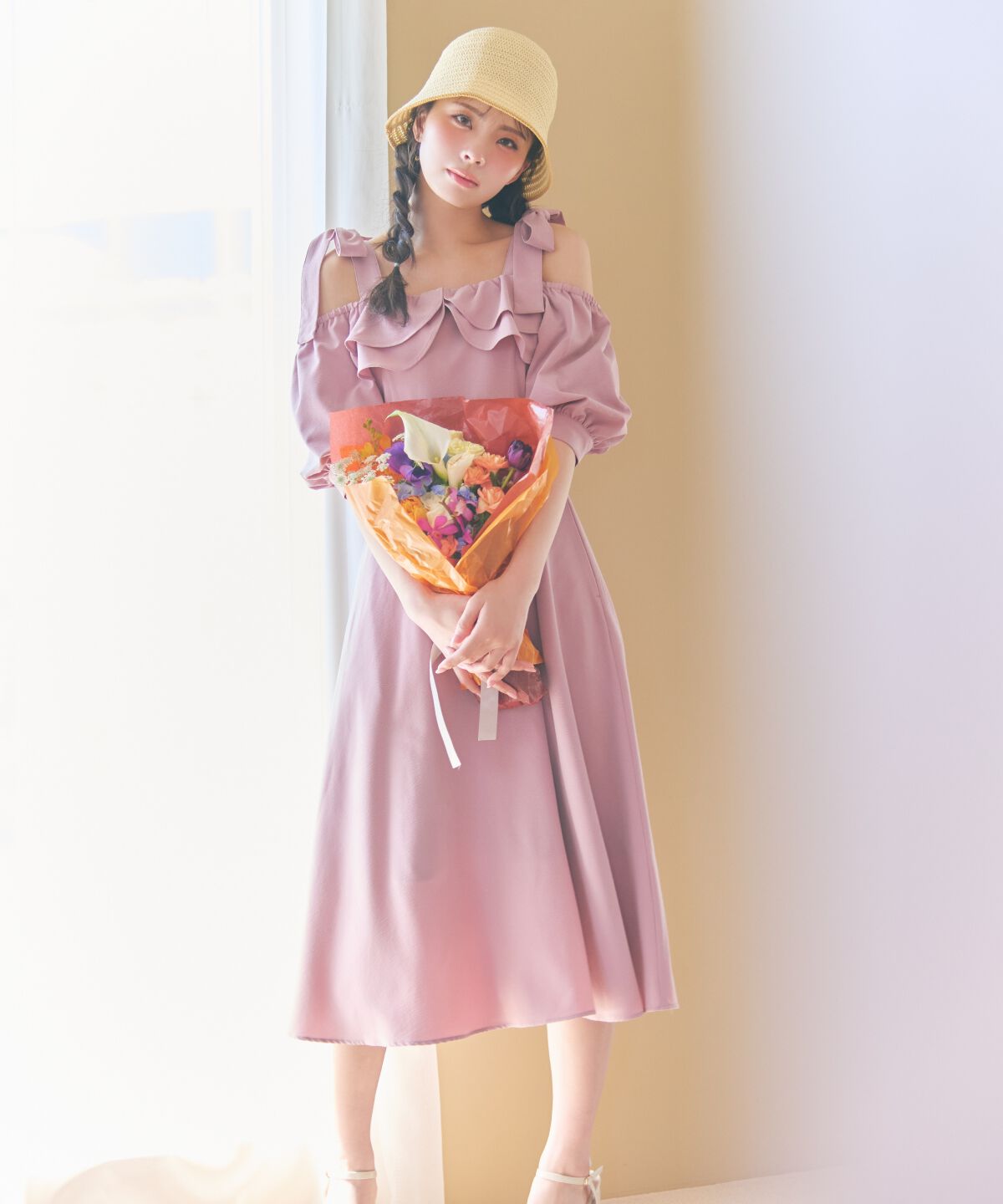 REDYAZEL「ショルダーリボンオフショルワンピース」|ワンピース|