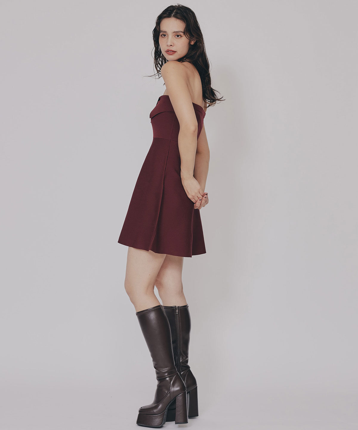 REDYAZEL「チェックショートシャツ&times;ニットミニワンピース」|ワンピース|