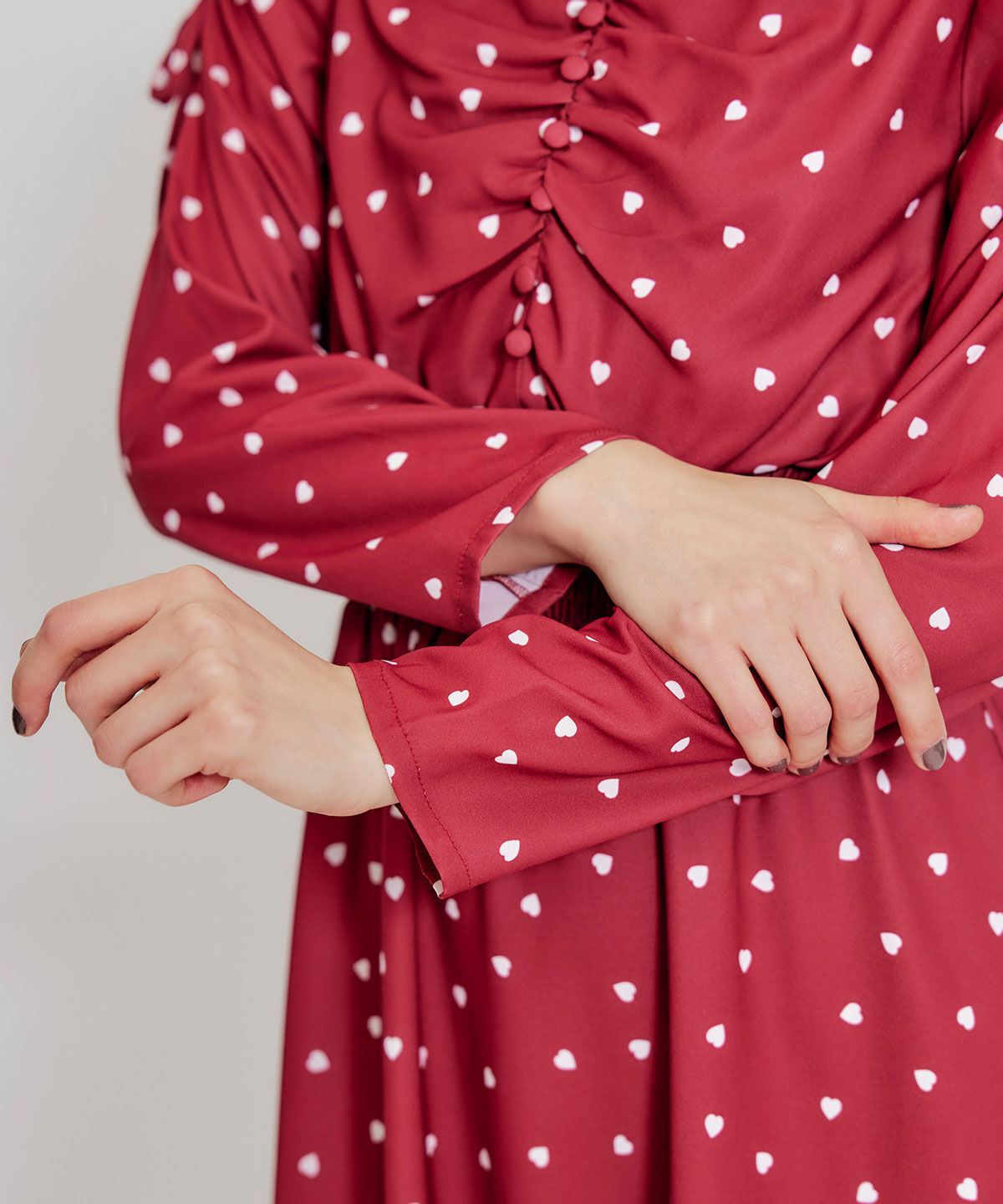 REDYAZEL「Love Me Heart ギャザーリボンロングフレアワンピース」|ワンピース|