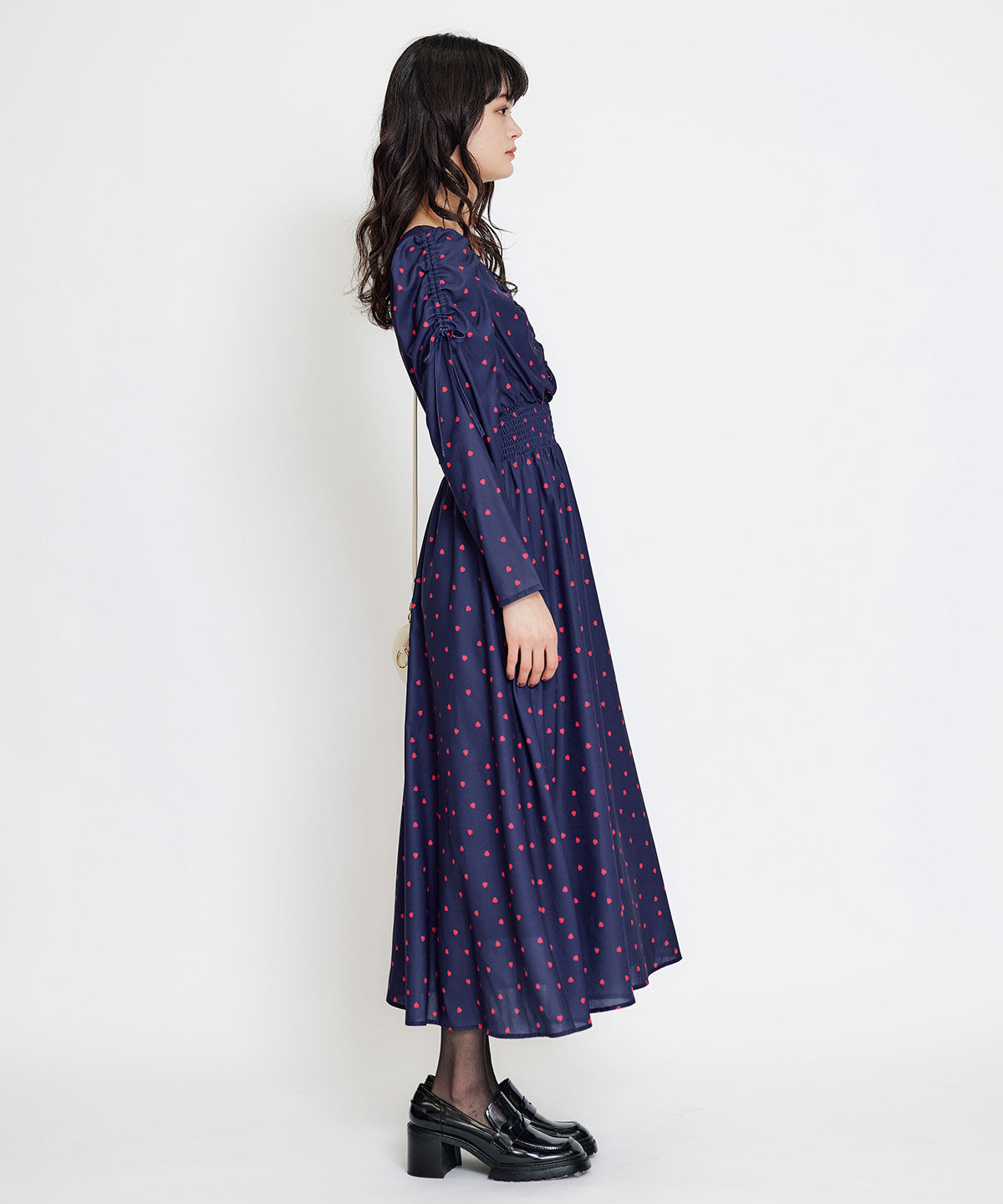 REDYAZEL「Love Me Heart ギャザーリボンロングフレアワンピース」|ワンピース|